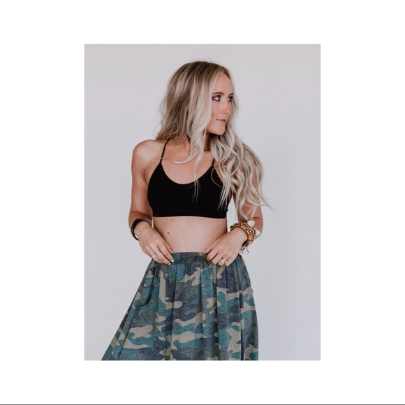 Boho Chic Tattoo Illusion Ribbed Deep V Bralette Bra Crop Yoga Bitch NWT - Picture 6 of 16